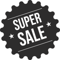 Super sale discount offer with black color. Big sale special offer and super sale badge. Discount tag illustration. png
