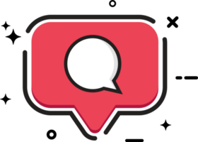 Social button with a comment icon. Stylish red color flat button for social media posts. Social media button with red color. png