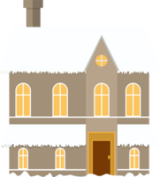 Noël décoration maison avec cheminée. coloré maison. Noël maison ensemble avec neige sur le toit. l'hiver maisons en rangée avec dense neige. png