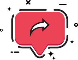 sociaal knop met een delen icoon. sociaal media knop met rood kleur. elegant rood kleur vlak knop voor sociaal media posten. png