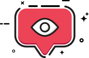 Social button with a view icon. Stylish red color flat button for social media posts. Social media button with red color. png