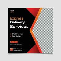 Express delivery service and Fast delivery social media post template Design. vector