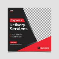 Express delivery service social media post vector template Design.