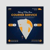 Courier service and fast delivery social media post vector template.