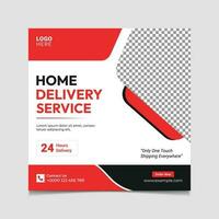 Home delivery service social media post vector template.