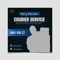 Courier service social media post vector template.