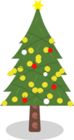 Xmas traditional symbol tree with light bulbs. Decorated Christmas tree with decoration balls, and lamps. png