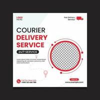 Courier delivery service with 24 7 days and Fast delivery social media post template. vector