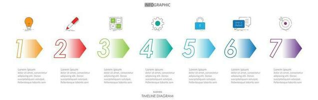 timeline weekly planner schedule project diagram Infographics template for business. 1 week 7 step modern Timeline schedule diagram with presentation vector timeline week infographics.