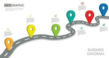 roadmap business project timeline diagram Infographic roadmap template for business. 6 step 6 day modern Timeline diagram calendar with presentation vector infographics.