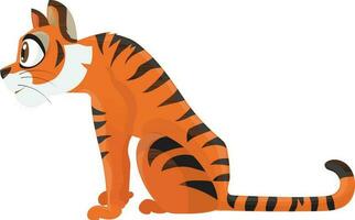 Cartoon character of tiger in flat style. vector