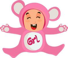Baby girl in pink animal outfits. vector