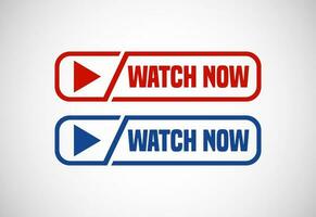 Watch now button. Watch now banner sign. Play video icon vector illustration.