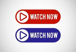 Watch now button. Watch now banner sign. Play video icon vector illustration.