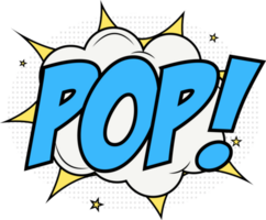 Pop, comic blast with yellow and blue colors. Comic blast with smash effects, clouds, and stars. Text bubbles for cartoon speeches. png