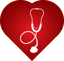 sangre soltar y estetoscopio icono diseño. el médico rojo icono con sangre soltar y corazón icono ilustración. médico icono diseño. png