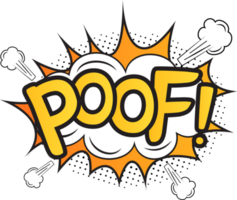 Poof comic blast with white and yellow colors. Comic burst with colorful clouds and smash. Cloud explosion bubbles for cartoons. png