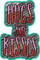 Text Hugs and Kisses for Valentine's Day. vector