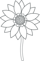 Hand Drawn sunflower ornament. Flower outline pattern. Black and white doodle flower. Helianthus flower Doodle line art. png