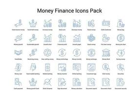 Blue Color Money Finance Icons Pack vector