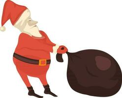 Character of santa claus holding bag. vector