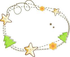 Frame decorated with flowers, trees and stars. vector