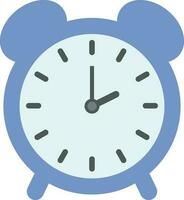 Blue color alarm clock in flat style. vector