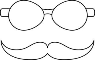 Bigote y lentes firmar o símbolo. vector