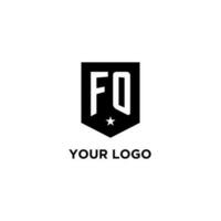 FO monogram initial logo with geometric shield and star icon design style vector