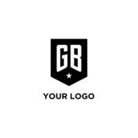 GB monogram initial logo with geometric shield and star icon design style vector