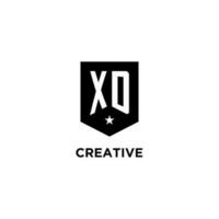 xd monograma inicial logo con geométrico proteger y estrella icono diseño estilo vector