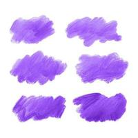 Watercolor violet brush stroke set background vector