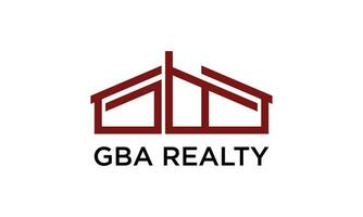 Initial G B A Letter Real Estate Logo Design vector