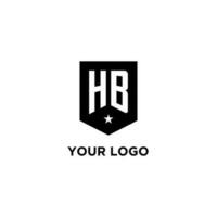 HB monogram initial logo with geometric shield and star icon design style vector