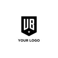 UB monogram initial logo with geometric shield and star icon design style vector