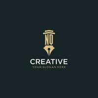 NQ monogram initial logo with fountain pen and pillar style vector