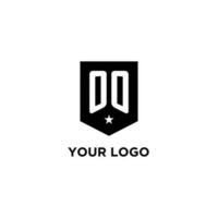 OO monogram initial logo with geometric shield and star icon design style vector