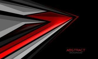 Abstract red grey metallic geometric arrow direction on black design modern futurisrtic technology creative background vector