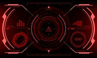 HUD sci-fi interface screen red danger warning view design virtual reality futuristic technology display vector