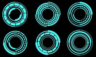 Set of sci fi circle user interface elements technology futuristic design modern creative vector