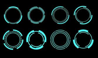 Set of sci fi blue circle user interface elements technology futuristic design modern creative on black background vector