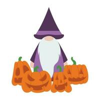 Cute Halloween Gnomes Illustration Isolated On White Background. Cute Gnomes Halloween Character Illustration. Cute Gnomes Clip Art For Halloween Day. vector