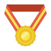 Gold medal or winner award icon, logo. Suitable for the design element of a championship medal, first place winner, gold, silver and bronze medalist. Circle awards with ribbons. Achievement symbol. vector