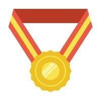 Gold medal or winner award icon, logo. Suitable for the design element of a championship medal, first place winner, gold, silver and bronze medalist. Circle awards with ribbons. Achievement symbol. vector