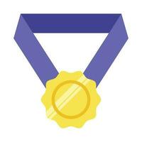 Gold medal or winner award icon, logo. Suitable for the design element of a championship medal, first place winner, gold, silver and bronze medalist. Circle awards with ribbons. Achievement symbol. vector