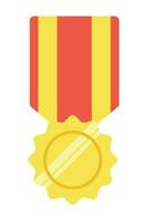 Gold medal or winner award icon, logo. Suitable for the design element of a championship medal, first place winner, gold, silver and bronze medalist. Circle awards with ribbons. Achievement symbol. vector