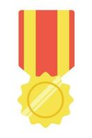 Gold medal or winner award icon, logo. Suitable for the design element of a championship medal, first place winner, gold, silver and bronze medalist. Circle awards with ribbons. Achievement symbol. vector