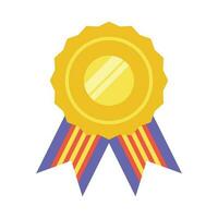 Gold medal or winner award icon, logo. Suitable for the design element of a championship medal, first place winner, gold, silver and bronze medalist. Circle awards with ribbons. Achievement symbol. vector