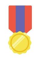 Gold medal or winner award icon, logo. Suitable for the design element of a championship medal, first place winner, gold, silver and bronze medalist. Circle awards with ribbons. Achievement symbol. vector