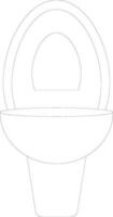 Isolated black line art toilet seat in flat style. vector